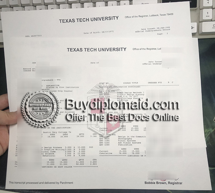 Texas Tech University Transcript