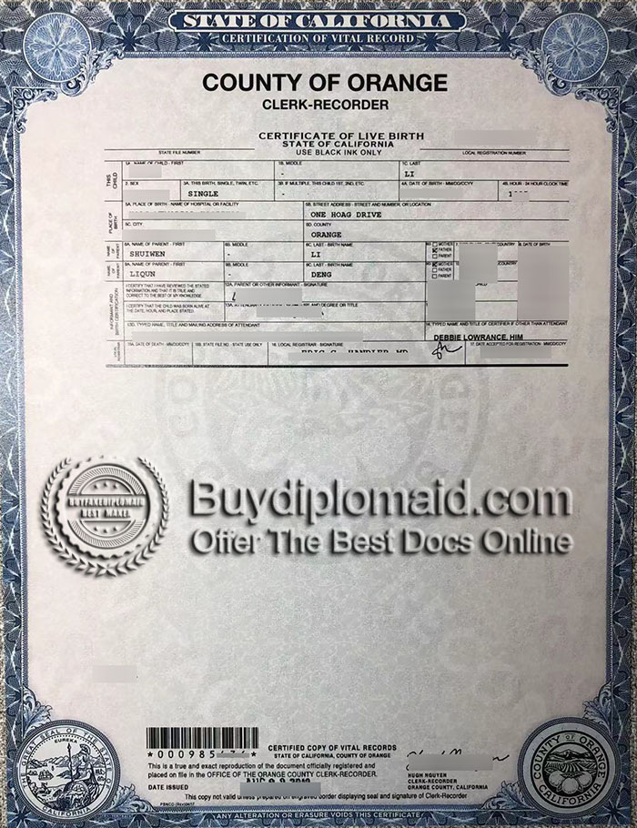 US birth certificate