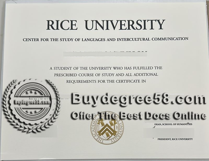 Rice University certificate